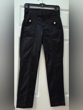 White House Black Market Black Cargo Pants with Button-Flap Pockets NWOT